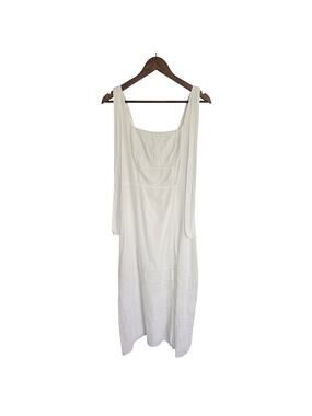 Reformation White Midi Dress Side Slit Tie Strap Organic Cotton 6